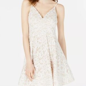 My Michelle Nude White Lace Dress Size 7